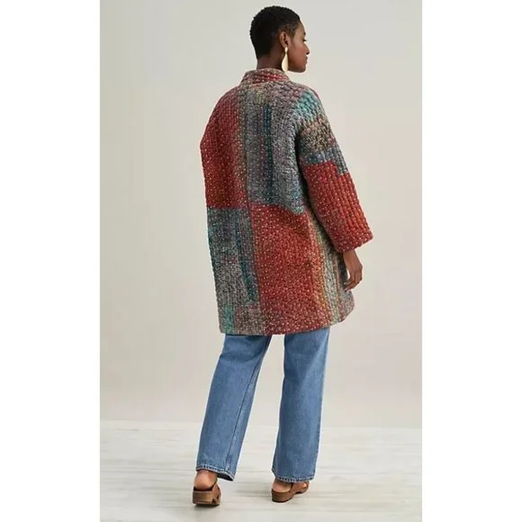 Anthropologie Neeru Kumar Stitched Sharona Quilted Blanket Kimono Jacket Size L - Picture 3 of 9